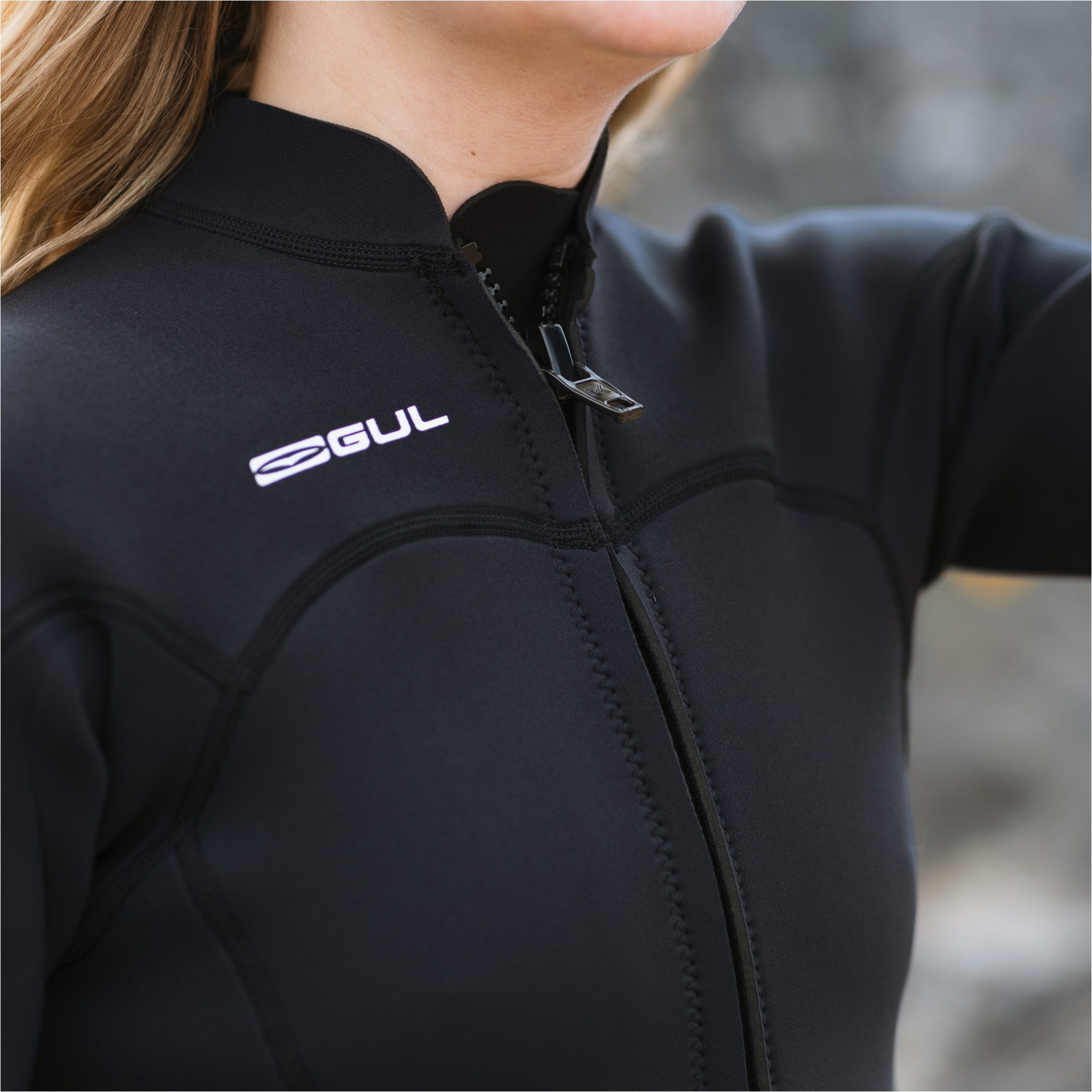 2025 Gul Womens Response Natur 3mm Front Zip Jacket RE6305-BKBK - Black